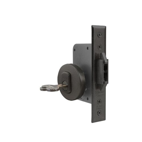 Cerradura-de-embutir-1094-negro-bascket-40mm-cilindro-externo-scanavini Cerradura de embutir para puerta corredera o seguridad, negro, backset de 40 mm, cilindro externo y seguro interno
