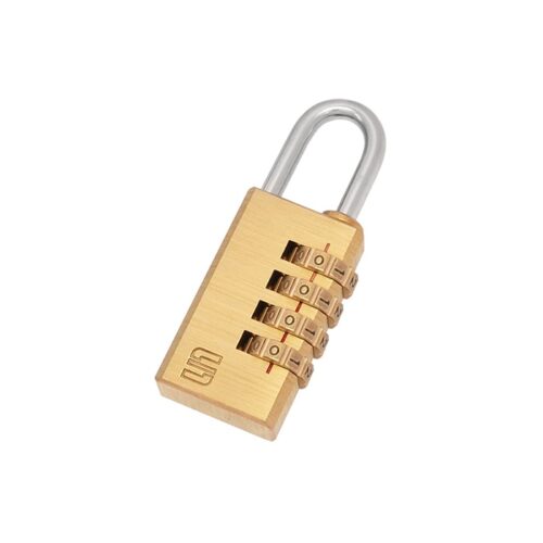 Candado Clásico Combinación de 4 dígitos de 28 mm bronce, gancho de acero protegido