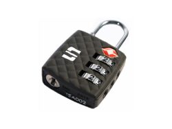 Candado TSA de 30 mm, cubierta de goma gancho de acero protegido y endurecido, cuerpo con cubierta protectora, color negro