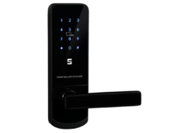 cerradura-digital-A230-bluetooth-uso-residencial-comercial-scanavini-negro-orientacion-izquierda Cerradura digital A230, tecnología bluetooth para acceso principal en residencias y oficinas, color negro