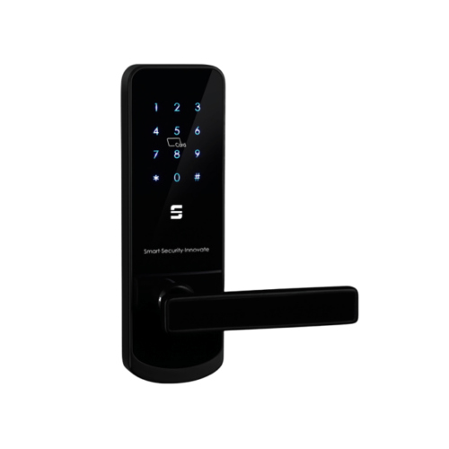 cerradura-digital-A230-bluetooth-uso-residencial-comercial-scanavini-negro-orientacion-izquierda Cerradura digital A230, tecnología bluetooth para acceso principal en residencias y oficinas, color negro