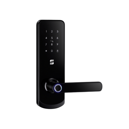 cerradura-digital-A230H-scanavini-bluetooth-instalado-departamento-color-negro-lado-izquierdo Cerradura digital A230H, tecnología bluetooth para acceso principal en residencias y oficinas, color negro