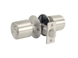cerradura-pomo-bola-uso-oficina-dormitorio-acero-inoxidable-giro-derecha-4041 Cerradura de Pomo, uso oficina y dormitorio con seguro interior y cilindro exterior, backset de 60 mm color acero inoxidable