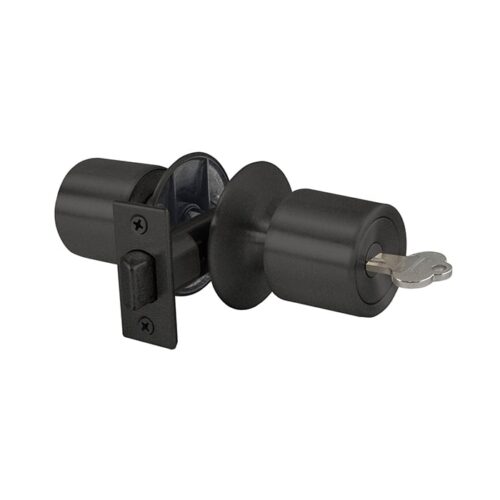 cerradura-pomo-bola-uso-oficina-dormitorio-negro-giro-izquierda-4041 Cerradura de Pomo, uso oficina y dormitorio con seguro interior y cilindro exterior, backset de 60 mm color negro