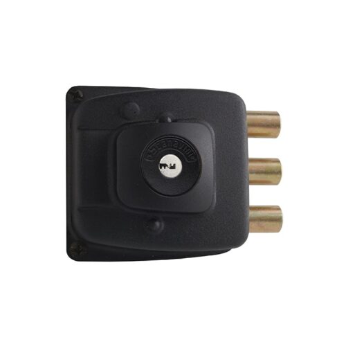 Cerradura de sobreponer para puertas de hasta 50 mm con cerrojo de tres pitones