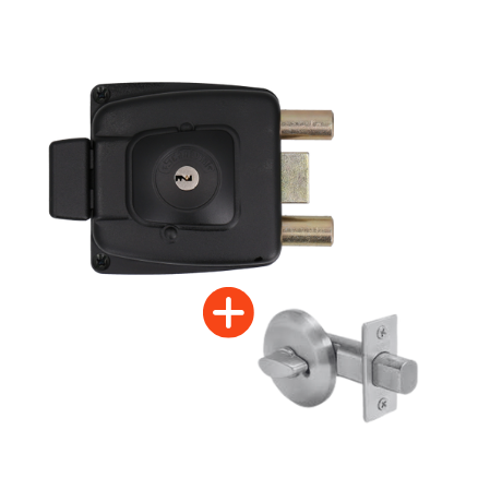 2 Combo cerradura de sobreponer 2002 + Cerrojo 4004 con seguro mariposa interior