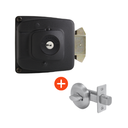 2 Combo cerradura de sobreponer 2090 + Cerrojo 4004 con seguro mariposa interior