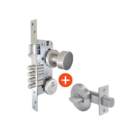 2 Combo Cerradura Principal + Cerrojo 4004 con seguro mariposa interior