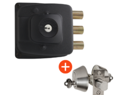 3 Combo cerradura de sobreponer 2070 + Cerrojo AX70 con cilindro en ambos lados