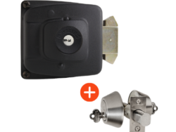 3 Combo cerradura de sobreponer 2090 + Cerrojo AX70 con cilindro en ambos lados