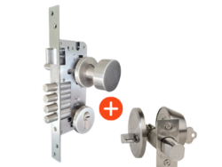Combo Cerradura Principal + Cerrojo AX74 Cilindro exterior, Seguro interior.