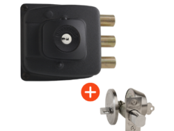 4 Combo cerradura de sobreponer 2070 + Cerrojo AX74 Cilindro exterior, Seguro interior.