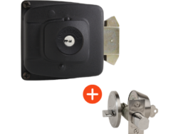 4 Combo cerradura de sobreponer 2090 + Cerrojo AX74 Cilindro exterior, Seguro interior.